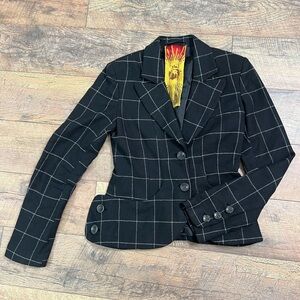 L.A.M.B Gwen Stefani pinstripe plaid wool suit blazer jacket size 2